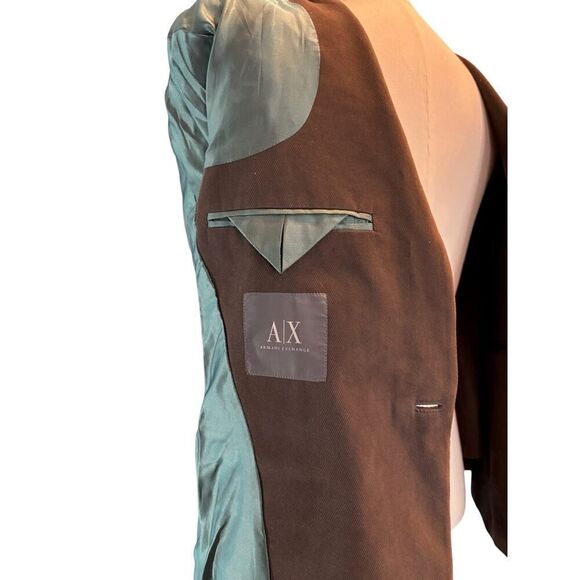 AX ARMANI EXCHANGE Sport Coat Blazer Single Vent Brown Cotton 1 Button Close XL - Picture 7 of 11